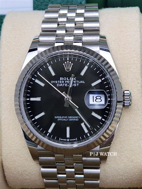 rolex datejust black dial jubilee 36mm